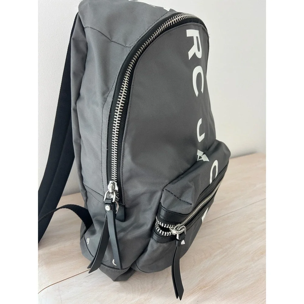 Marc Jacobs Gray Nylon Logo Backpack M0016409 021 Silver Zip Bag